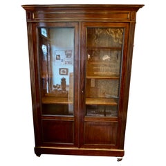 Grande libreria Napoleone III in mogano, ottone dorato, grande libreria Cum Showcase Curio