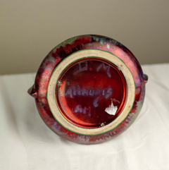 Lustre Iridescent Art Nouveau Leaf and Flower Pattern Vase