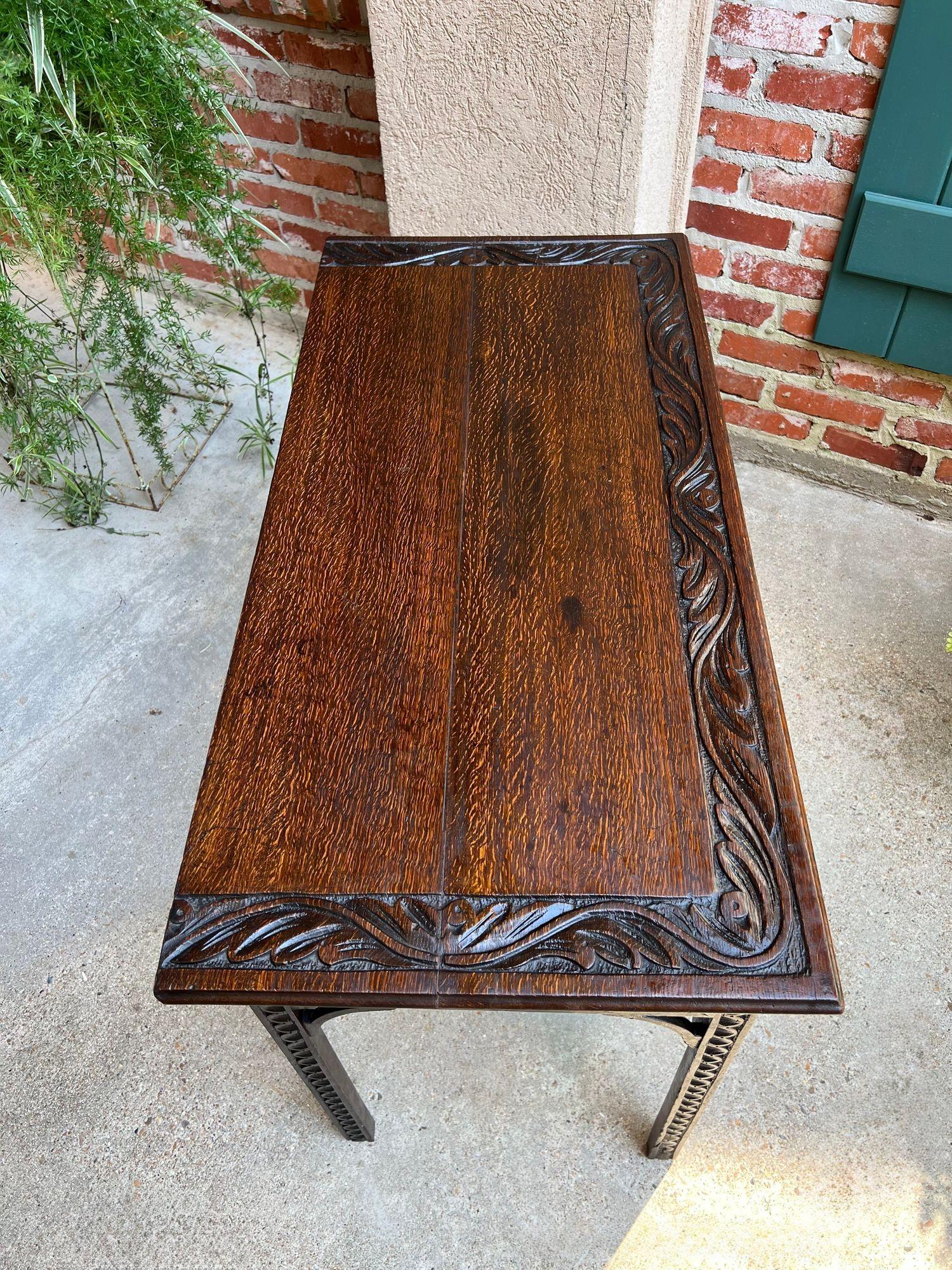 Antique English Sofa Console Table Jacobean Carved Oak Foyer Table c1890 For Sale 13
