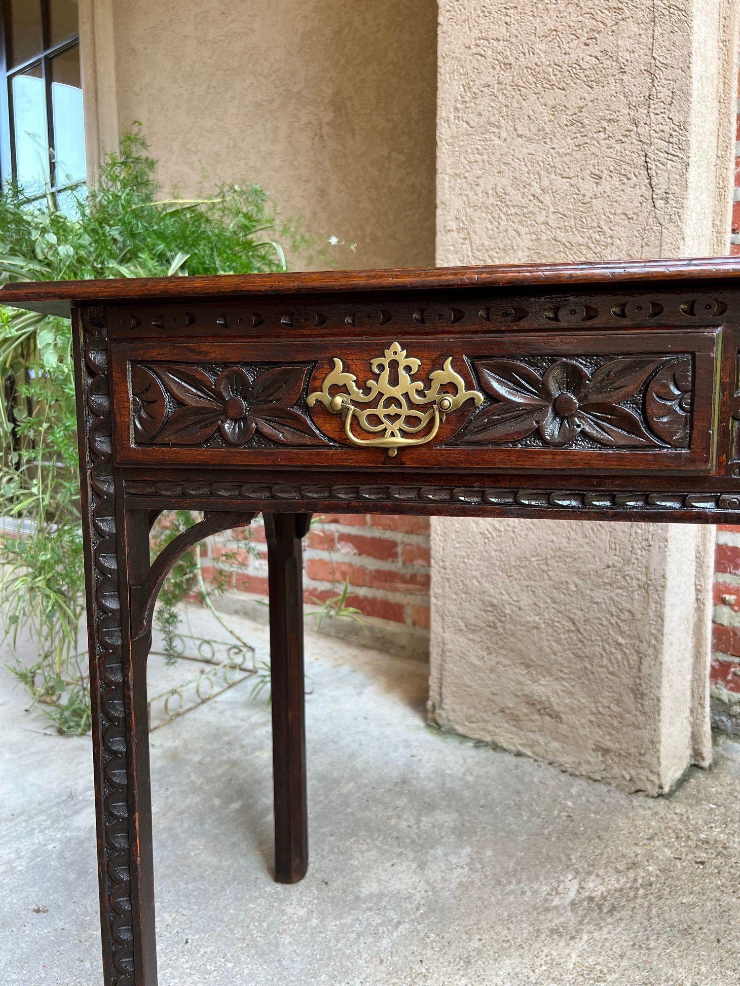 Antique English Sofa Console Table Jacobean Carved Oak Foyer Table c1890 For Sale 10