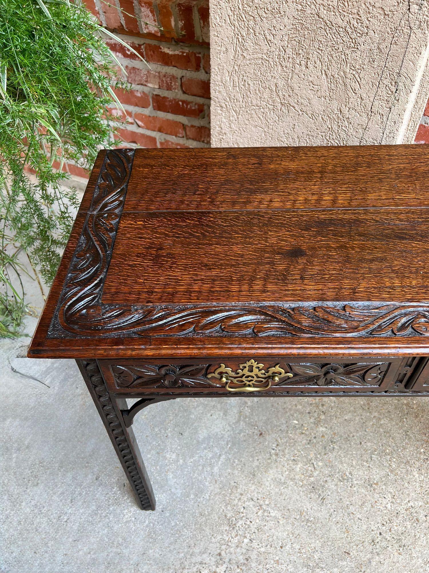 Antique English Sofa Console Table Jacobean Carved Oak Foyer Table c1890 For Sale 12