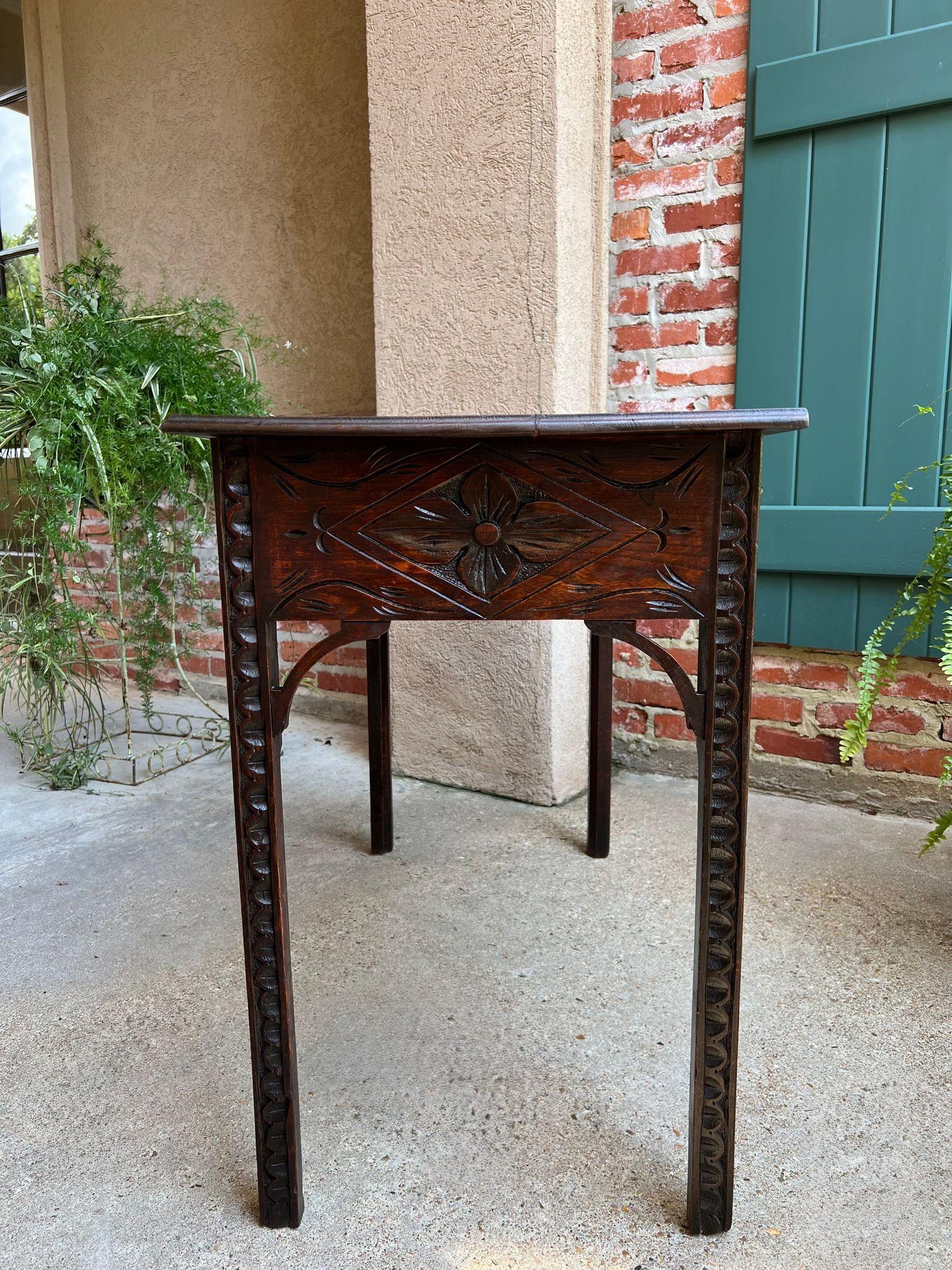 Antique English Sofa Console Table Jacobean Carved Oak Foyer Table c1890 For Sale 3
