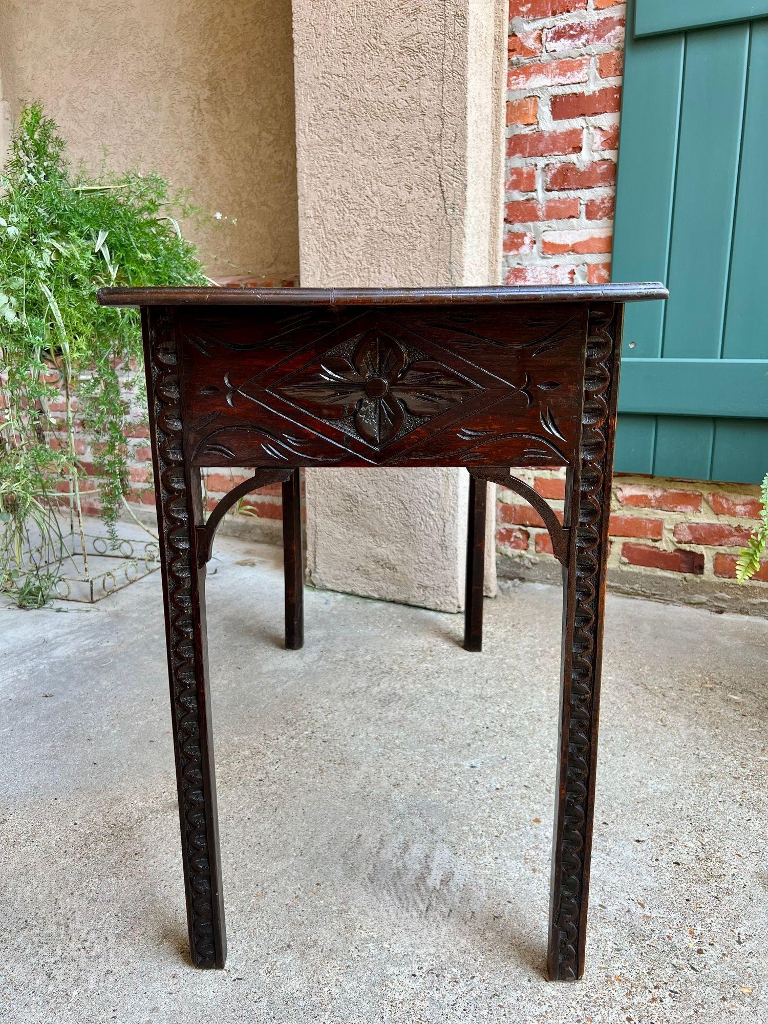 Antique English Sofa Console Table Jacobean Carved Oak Foyer Table c1890 For Sale 2