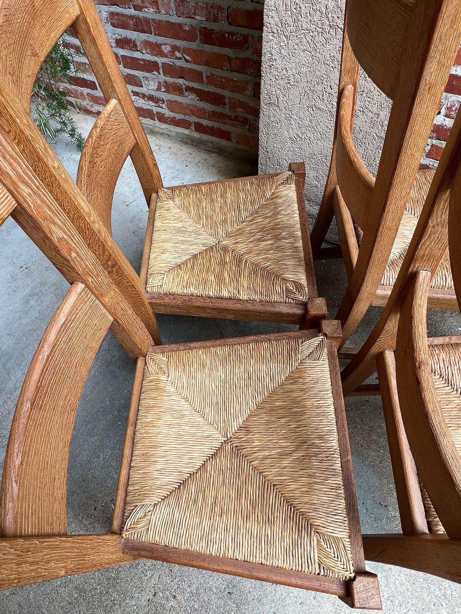 Set 6 Chaises de Salle à Manger Vintage By avec dossier en échelle Siège en jonc Chêne Country Farmhouse en vente 9