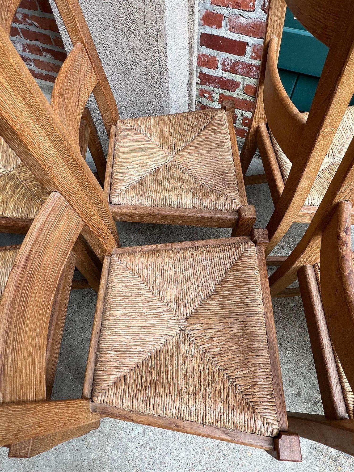 Set 6 Chaises de Salle à Manger Vintage By avec dossier en échelle Siège en jonc Chêne Country Farmhouse en vente 10
