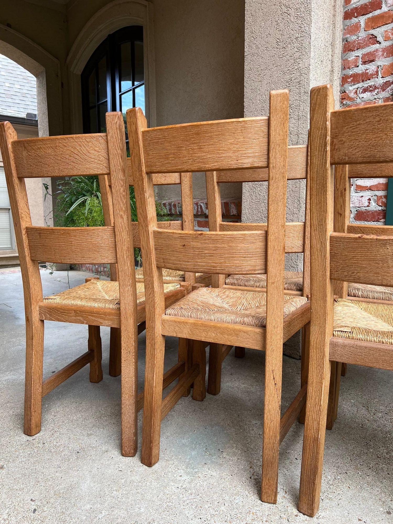 Set 6 Chaises de Salle à Manger Vintage By avec dossier en échelle Siège en jonc Chêne Country Farmhouse en vente 11