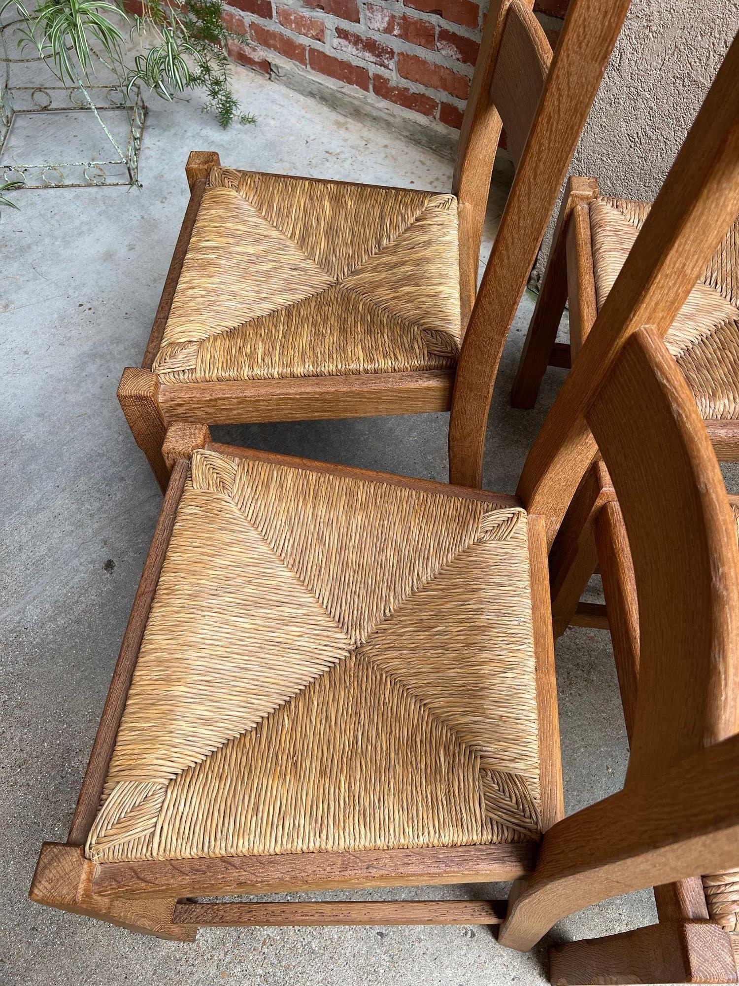 Set 6 Chaises de Salle à Manger Vintage By avec dossier en échelle Siège en jonc Chêne Country Farmhouse en vente 1