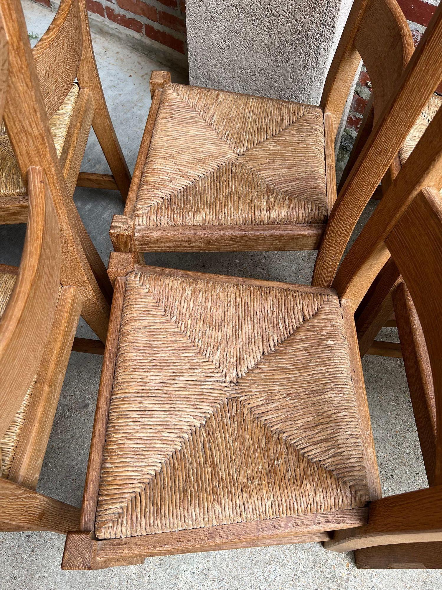 Set 6 Chaises de Salle à Manger Vintage By avec dossier en échelle Siège en jonc Chêne Country Farmhouse en vente 2