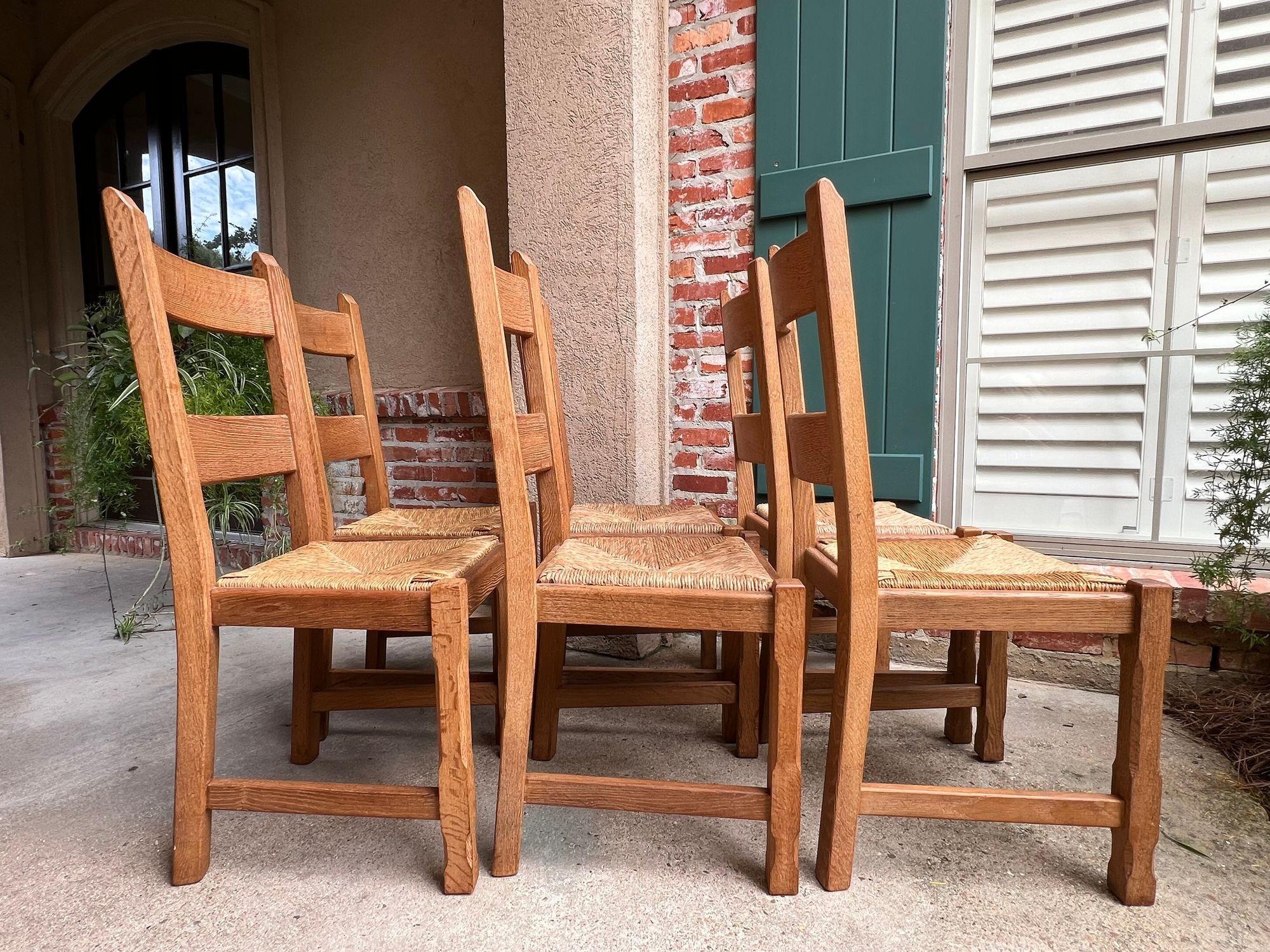 Tourné Set 6 Chaises de Salle à Manger Vintage By avec dossier en échelle Siège en jonc Chêne Country Farmhouse en vente