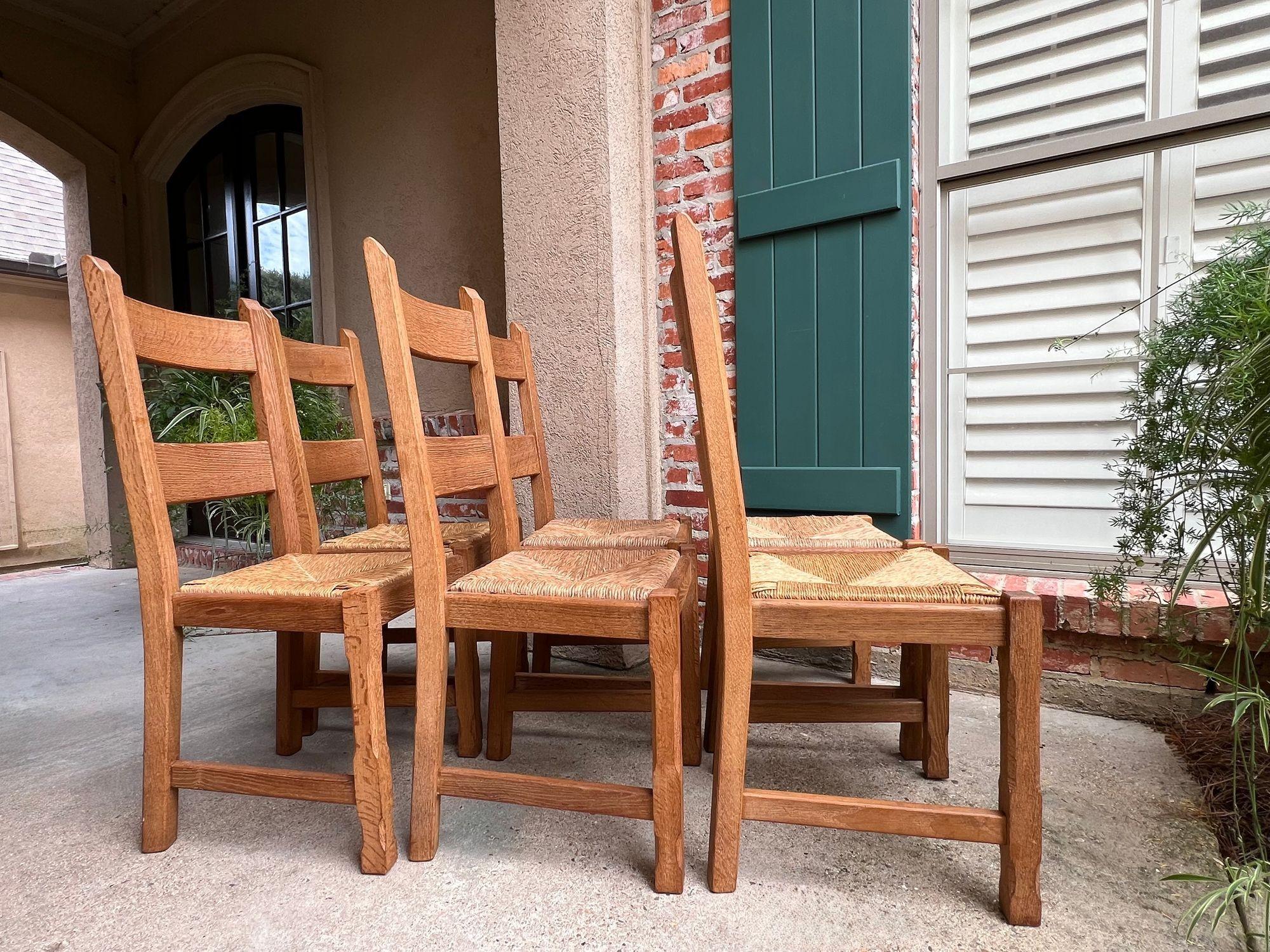 Set 6 Chaises de Salle à Manger Vintage By avec dossier en échelle Siège en jonc Chêne Country Farmhouse Bon état - En vente à Shreveport, LA