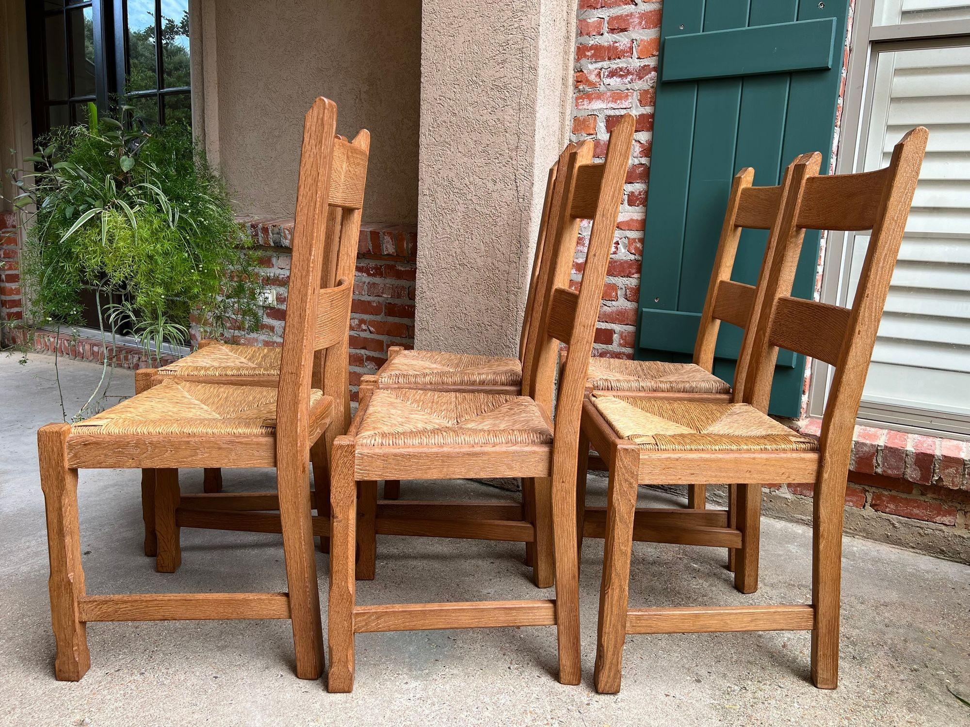 20ième siècle Set 6 Chaises de Salle à Manger Vintage By avec dossier en échelle Siège en jonc Chêne Country Farmhouse en vente