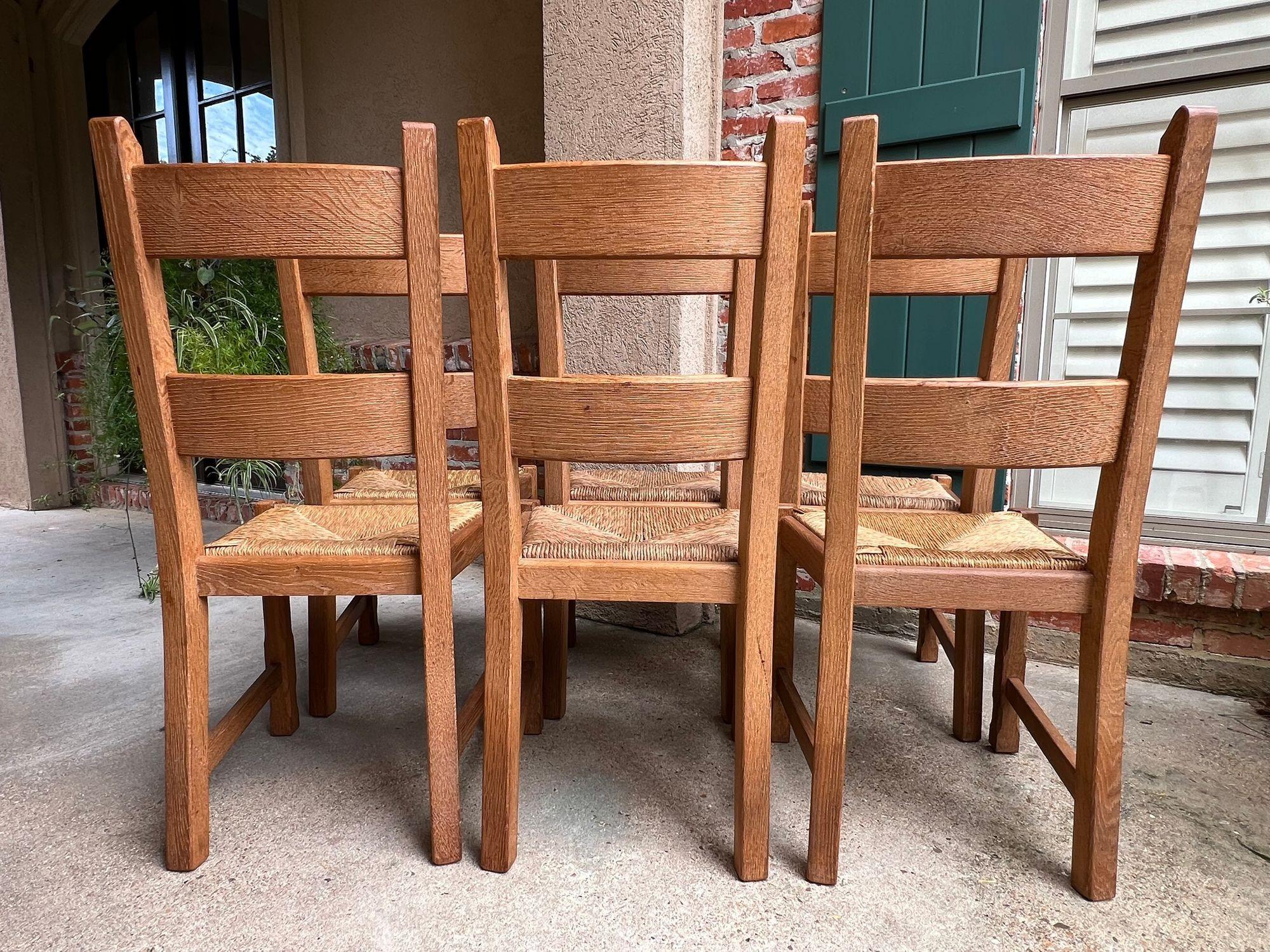 Set 6 Chaises de Salle à Manger Vintage By avec dossier en échelle Siège en jonc Chêne Country Farmhouse en vente 3
