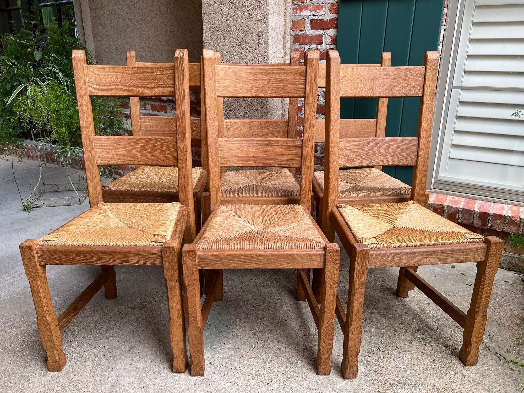 Set 6 Chaises de Salle à Manger Vintage By avec dossier en échelle Siège en jonc Chêne Country Farmhouse en vente 5