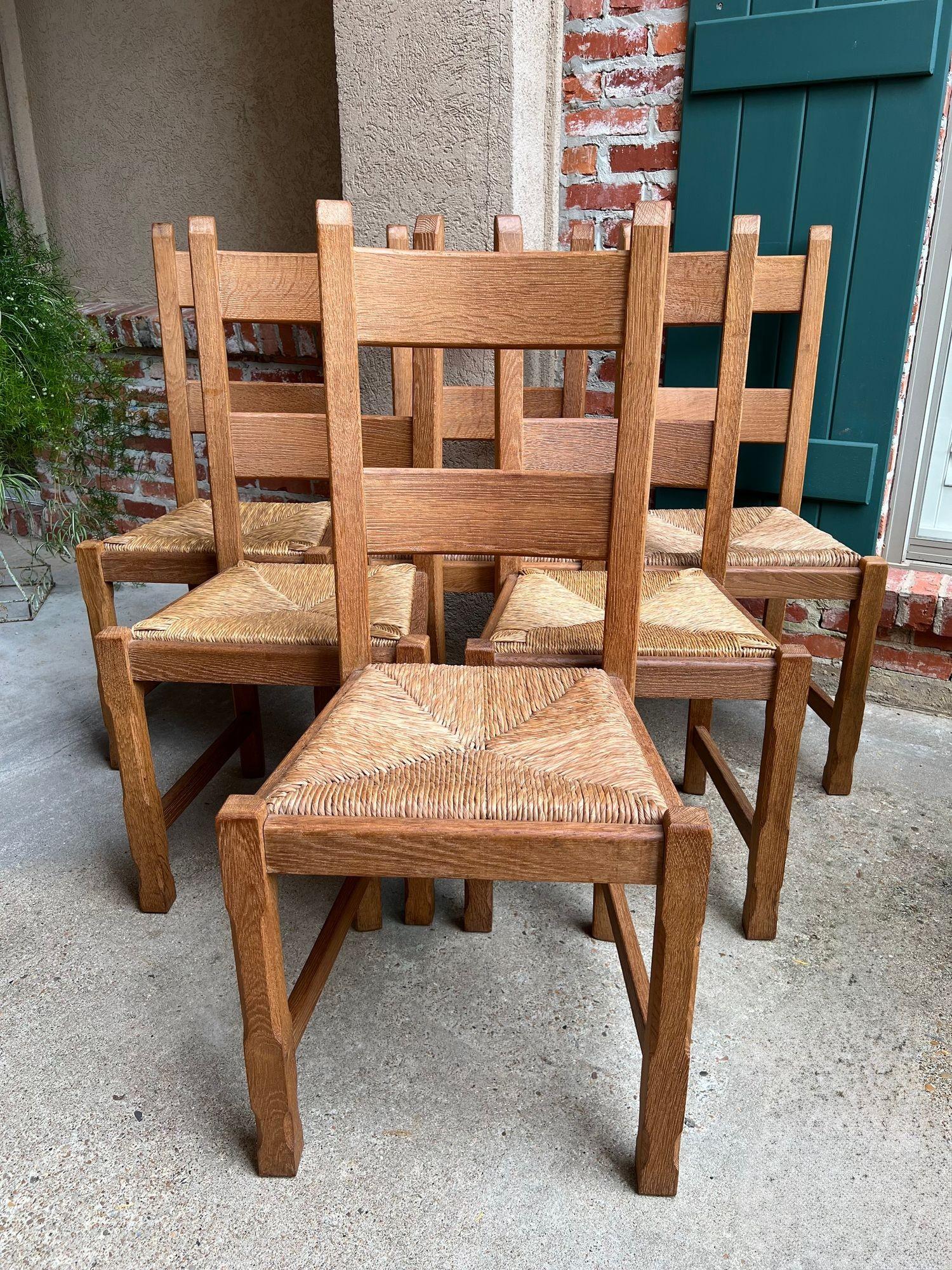 Set 6 Chaises de Salle à Manger Vintage By avec dossier en échelle Siège en jonc Chêne Country Farmhouse en vente 6
