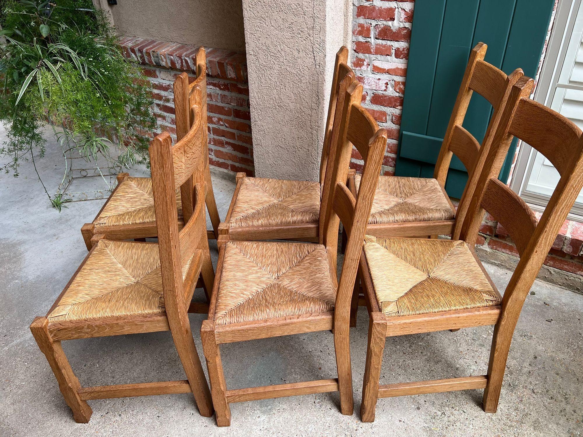 Set 6 Chaises de Salle à Manger Vintage By avec dossier en échelle Siège en jonc Chêne Country Farmhouse en vente 7
