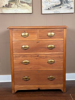 Antique English Country Pine Chest of Drawers 5 Drawer Dresser c1920