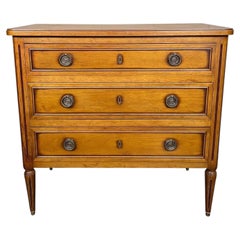 Antique French Commode Chest of Drawers Louis XVI Walnut Brass c1940