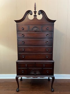 Vintage Chippendale Highboy Chest of Drawers Mahogany Ball and Claw Kindel c1950
