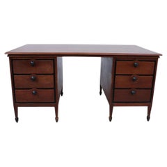 Bureau à piédestal en chêne néerlandais, signé H. Pander & Zonen, période Art nouveau à Art déco, vers 1920