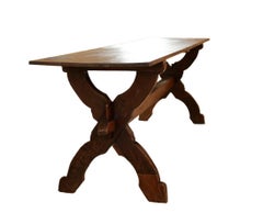 17th Century French Oak Trestle Table, Refectory Dining Table with X-Legs