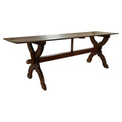 17th Century French Oak Trestle Table, Refectory Dining Table with X-Legs