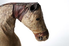 Large 19th Century French Hide-Covered Toy Horse, Wabi-Sabi Decor, c. 1880