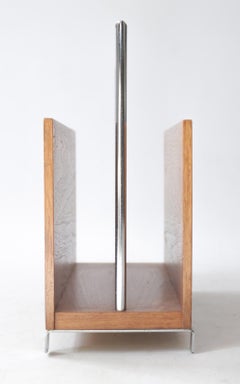 Scandinavian Mid-Century Modern Teak and Chrome Magazine Rack, 1960s