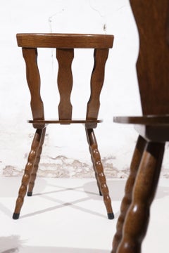 Set of 3 Mid-Century Brutalist Chalet Chairs with Bobbin-Turned Legs, 1960s