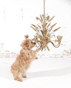 Sheaf of Wheat Chandelier in Cream Painted Metal, Hans Kögl Style, 1980s