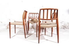 Set of 4 Niels O. Møller Model 83 Rosewood and Paper Cord Chairs, Denmark