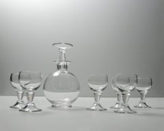 Art-Déco-Dekanter „Traditie“ und 6 Gläser von W.J. Rozendaal, Kristalunie 1932