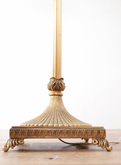 French Empire Style Gilt Metal Torchère Floor Lamp, 1950s