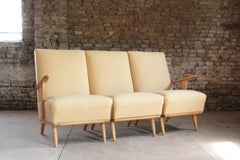 Mid-Century Birch Living Room Set, Modular 3-Seat Sofa and 2 Armchairs, 1970s