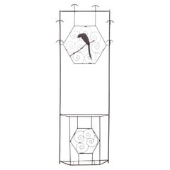 French Art Deco Iron Wall Coat Rack and Umbrella Stand with Parrot, 1920s