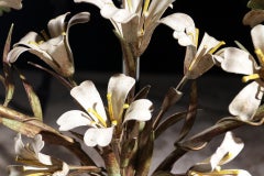 Italian Tole Painted Metal Flower Two-Light Wall Sconce, 1970s