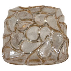 Glashütte Limburg Textured Iridescent Glass Flush Mount, Germany, 1960s