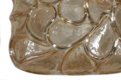 Glashütte Limburg Textured Iridescent Glass Flush Mount, Germany, 1960s