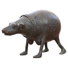 Bert Kiewiet Bronze Animal Sculpture "Tits Beast", Netherlands, circa 1980
