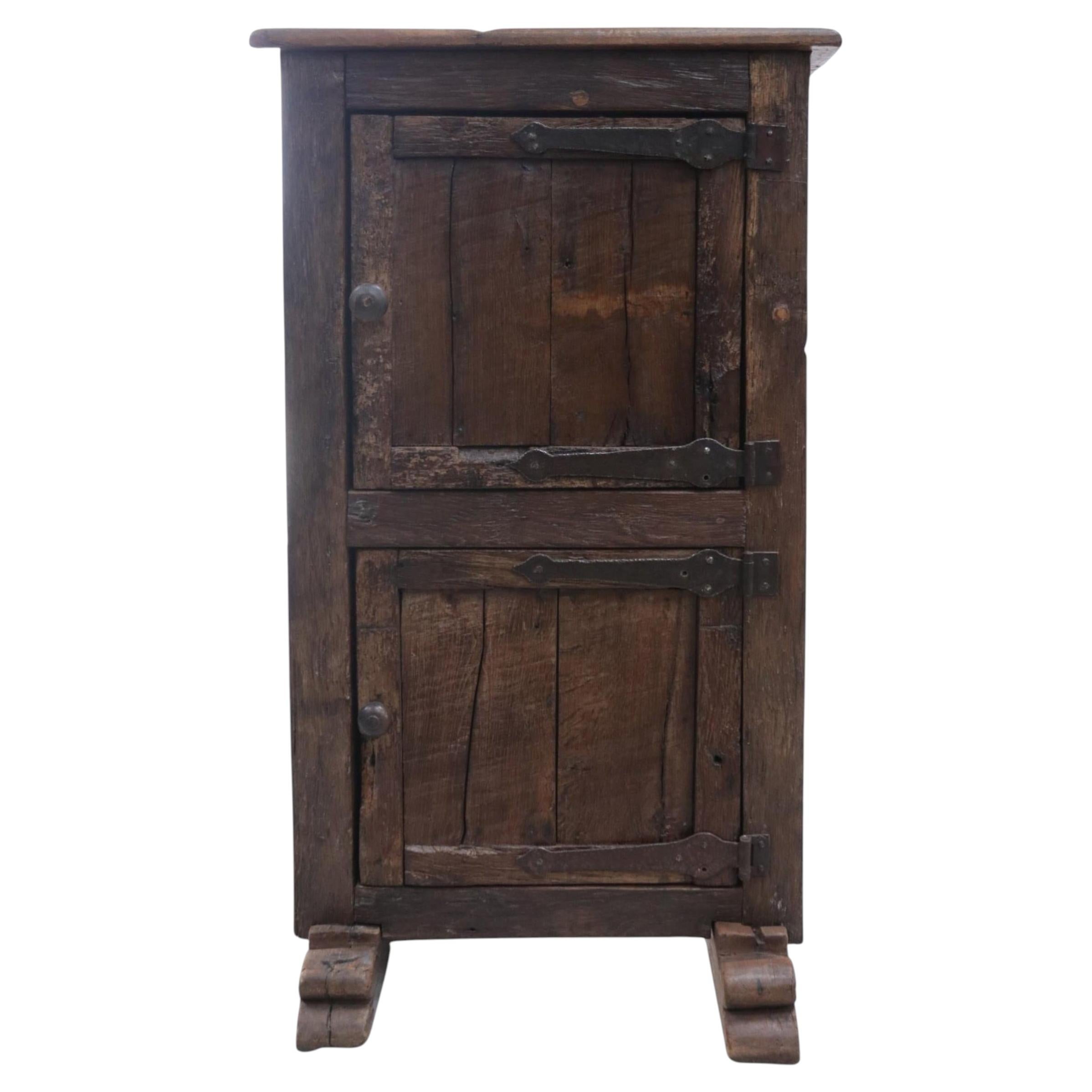 18th Century German Primitive Cabinet on Sledge Feet with Hand-Forged Hinges