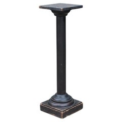 Late 19th Century French Ebonized Pedestal Column with Worn Black Patina