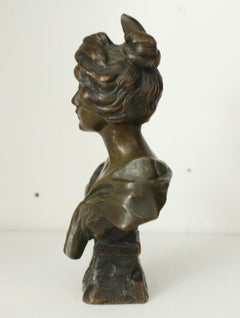 French Art Nouveau Bronze Bust Carmen by Emmanuel Villanis, circa 1900