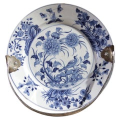 Chinese Kangxi Blue and White Plate with Later Silver Handle, circa 1700