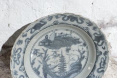 Chinese Swatow Dish with Pagoda Landscape, Late Ming Dynasty, circa 1600