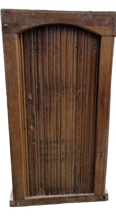Antique Ribbed Oak Door with Frame and Pierced Iron Lock, 16th-17th Century