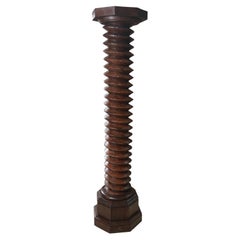 Monumental Hand-Carved Wine Press Screw Column, probably French, 18th Century