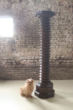 Monumental Hand-Carved Wine Press Screw Column, probably French, 18th Century
