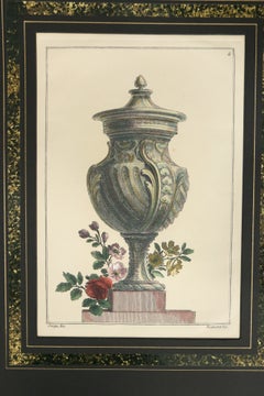 18th Century Hand-Coloured Engraving of an Ornamental Vase after Maurice Jacques