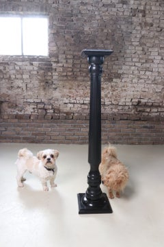 19th Century Ebony Pedestal Column with Fluted Shaft, Classical Sellette