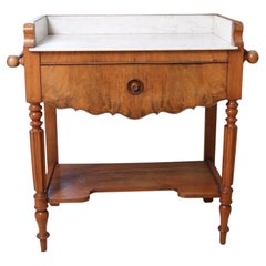 French Louis-Philippe Walnut Washstand with Marble Top and Towel Rails, 19th C.