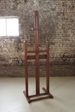 Antique Wooden Studio Easel with Thick Patina, Late 19th-Early 20th Century